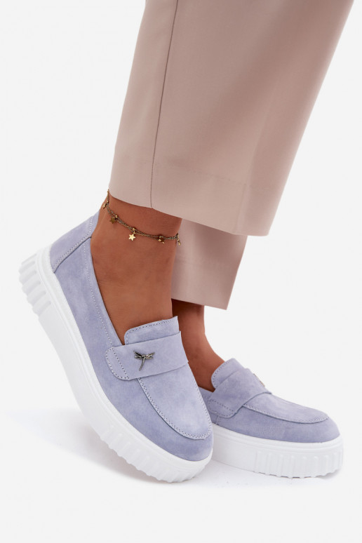 Naiste kunstveluurist platvormi slip-on kingad Vinceza 93218 sinises