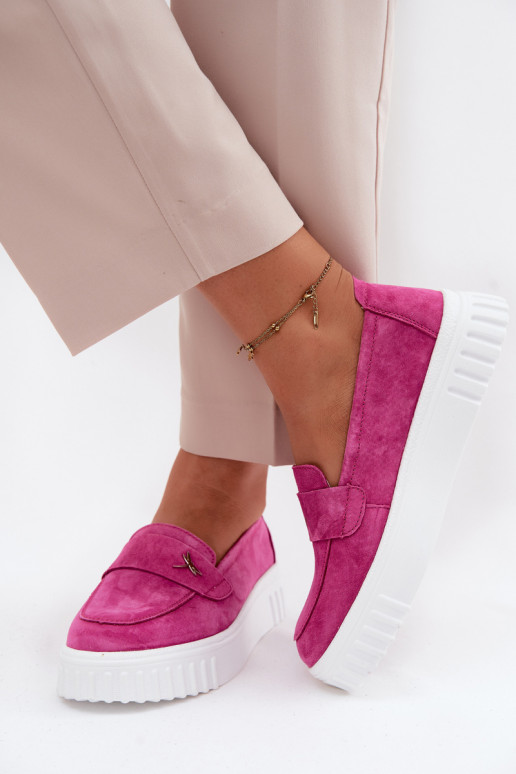 Naiste kunstveluurist platvormi slip-on kingad Vinceza 93218 roosas