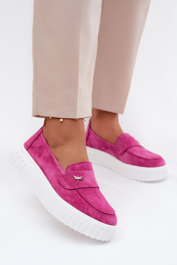 Naiste kunstveluurist platvormi slip-on kingad Vinceza 93218 roosas 2