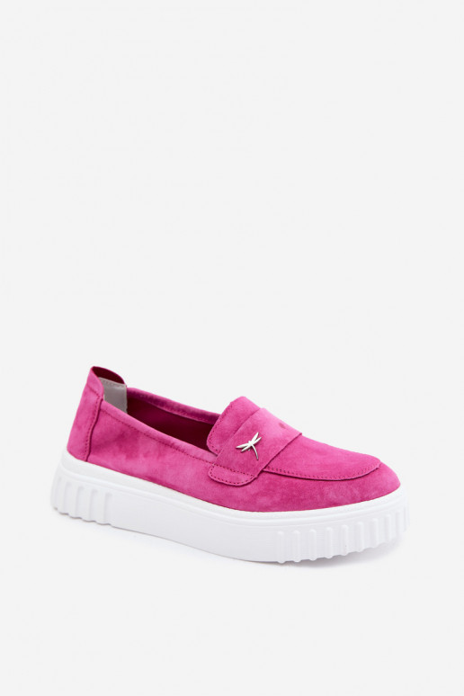 Naiste kunstveluurist platvormi slip-on kingad Vinceza 93218 roosas