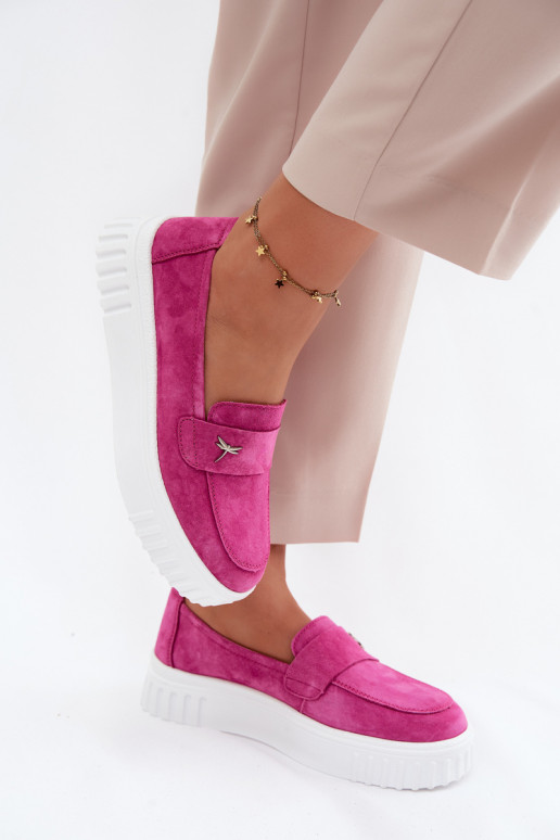Naiste kunstveluurist platvormi slip-on kingad Vinceza 93218 roosas