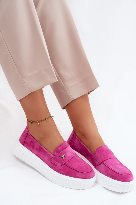 Naiste kunstveluurist platvormi slip-on kingad Vinceza 93218 roosas