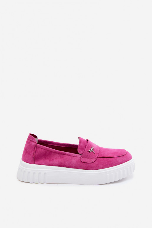 Naiste kunstveluurist platvormi slip-on kingad Vinceza 93218 roosas
