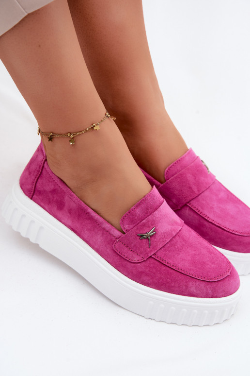 Naiste kunstveluurist platvormi slip-on kingad Vinceza 93218 roosas