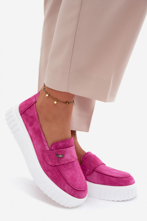 Naiste kunstveluurist platvormi slip-on kingad Vinceza 93218 roosas