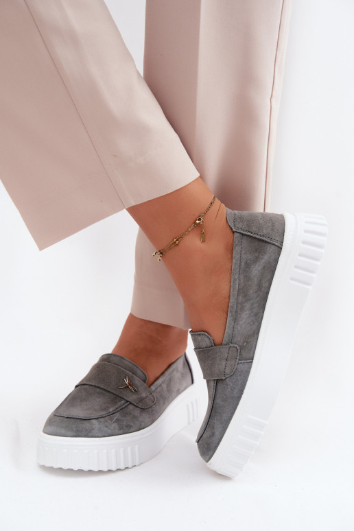 Pealhk seemisnakhsed jalatsid Pealiste omad platvormiga Slip-on Vinceza 93218 halli värvi