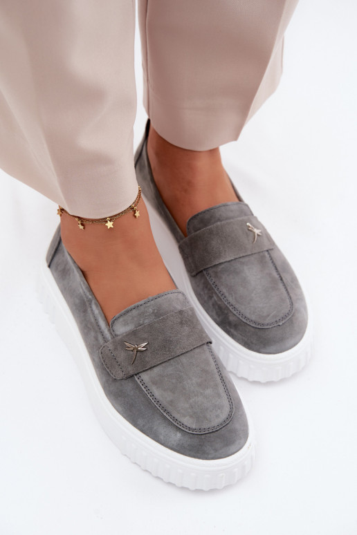 Pealhk seemisnakhsed jalatsid Pealiste omad platvormiga Slip-on Vinceza 93218 halli värvi