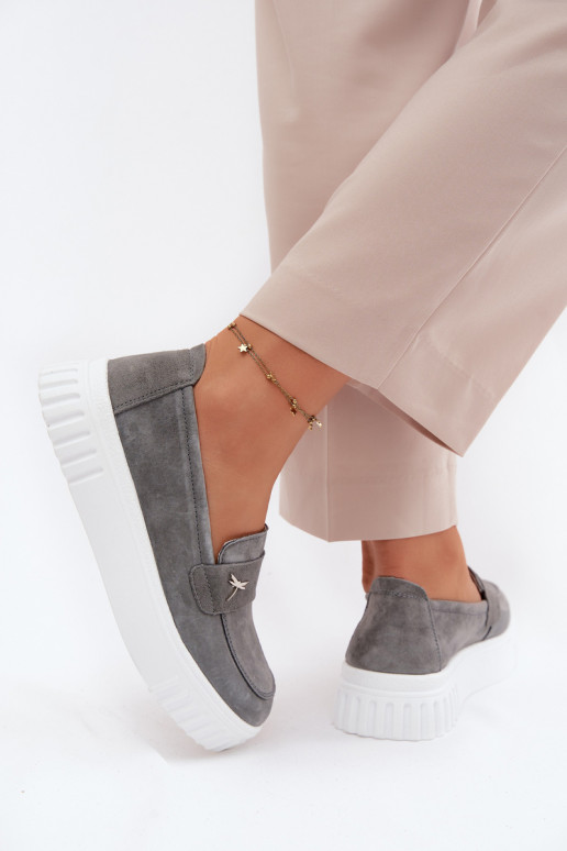 Pealhk seemisnakhsed jalatsid Pealiste omad platvormiga Slip-on Vinceza 93218 halli värvi