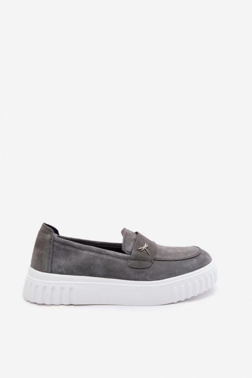 Pealhk seemisnakhsed jalatsid Pealiste omad platvormiga Slip-on Vinceza 93218 halli värvi