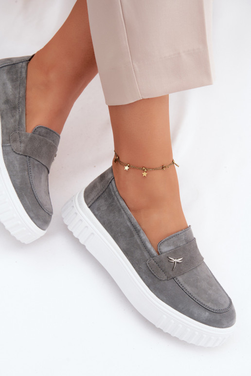 Pealhk seemisnakhsed jalatsid Pealiste omad platvormiga Slip-on Vinceza 93218 halli värvi