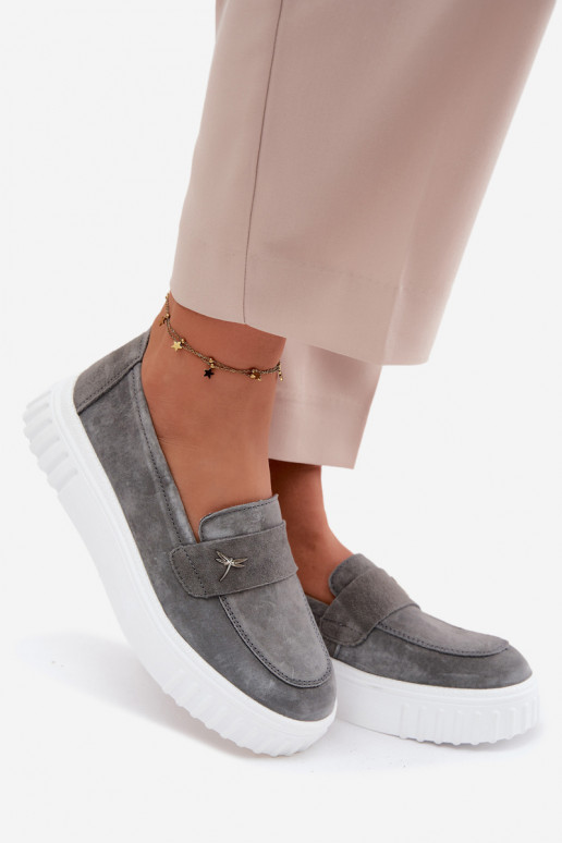 Naiste kunstveluurist platvormi slip-on kingad Vinceza 93218 hallis