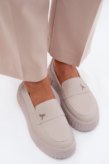 Naiste nahast platvormi slip-on kingad Vinceza 93218 bežis