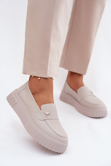 Naiste nahast platvormi slip-on kingad Vinceza 93218 bežis 2