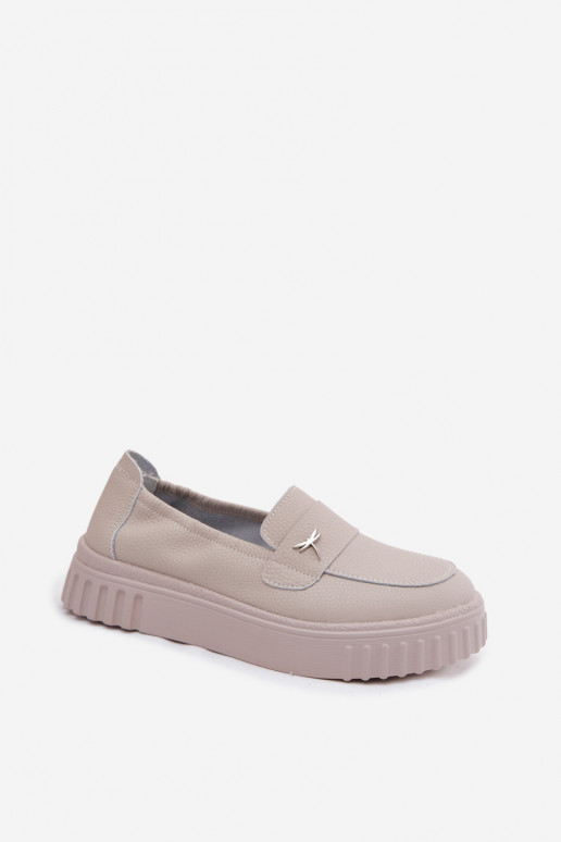 Naiste nahast platvormi slip-on kingad Vinceza 93218 bežis