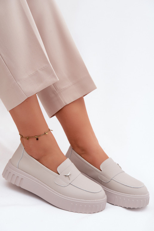 Naiste nahast platvormi slip-on kingad Vinceza 93218 bežis