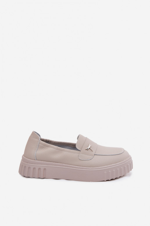 Naiste nahast platvormi slip-on kingad Vinceza 93218 bežis