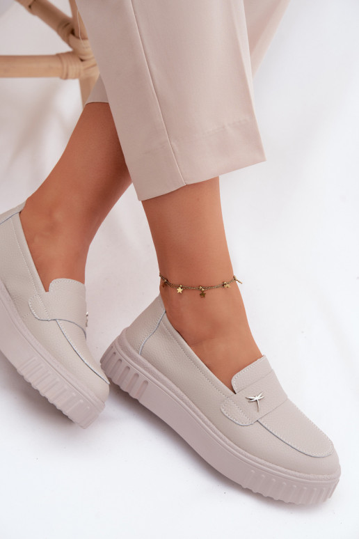 Naiste nahast platvormi slip-on kingad Vinceza 93218 bežis