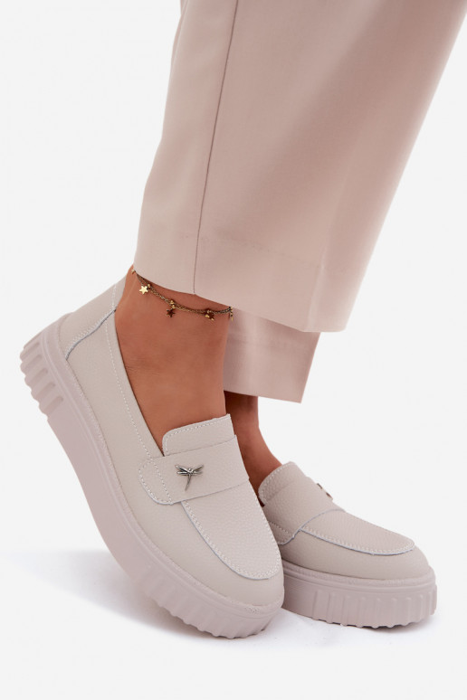 Naiste nahast platvormi slip-on kingad Vinceza 93218 bežis