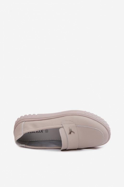 Naiste nahast platvormi slip-on kingad Vinceza 93218 bežis