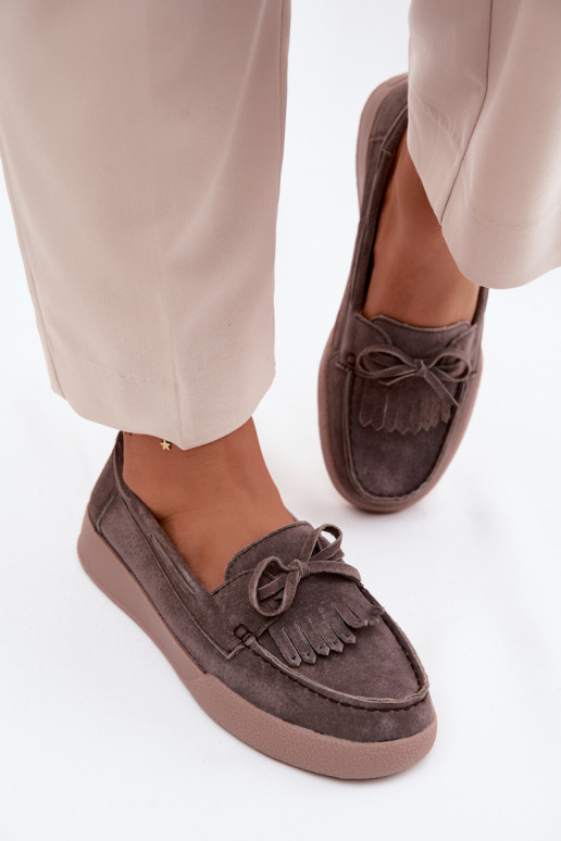 naiste mokassiinidPealturalnego seemisnakhsedu lipsukesega Ja Fringes Vinceza 93223 pruunid värvi