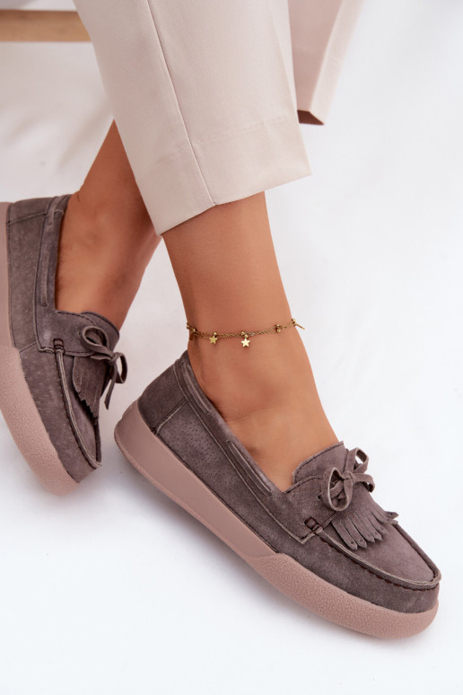 naiste mokassiinidPealturalnego seemisnakhsedu lipsukesega Ja Fringes Vinceza 93223 pruunid värvi