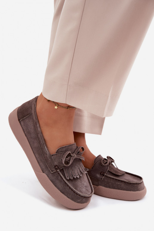 naiste mokassiinidPealturalnego seemisnakhsedu lipsukesega Ja Fringes Vinceza 93223 pruunid värvi