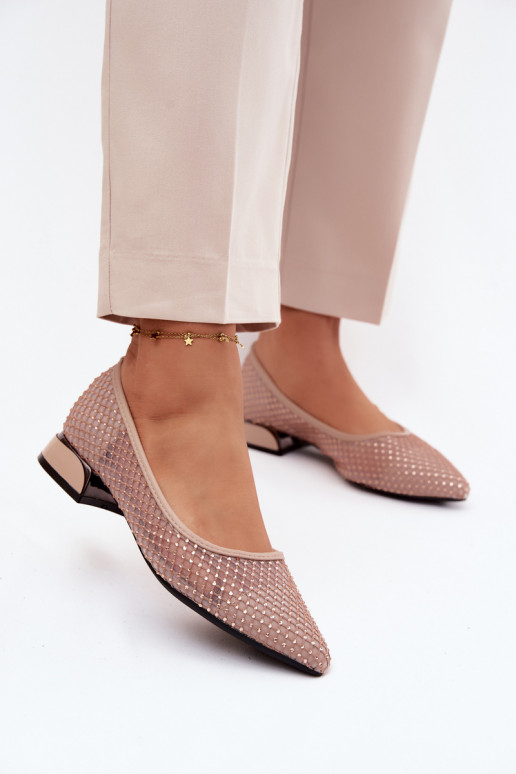 Baleriinad Sellel ondala kontsaga Võrk Kaunistusega Vinceza 62294 beeži värvi