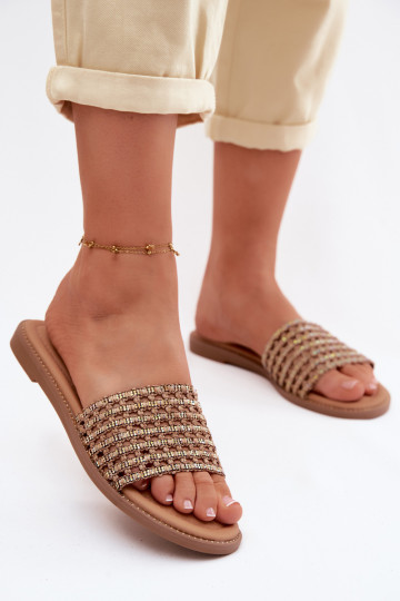 Plätud Pealiste korter säravate kristallidega pruunid värvi Fendi 2