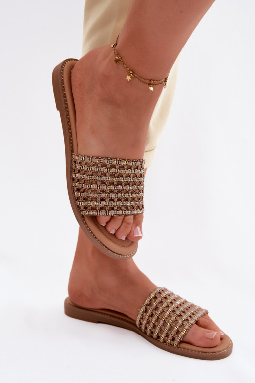 Plätud Pealiste korter säravate kristallidega pruunid värvi Fendi