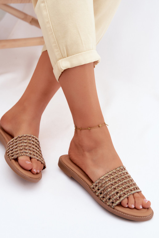 Plätud Pealiste korter säravate kristallidega pruunid värvi Fendi