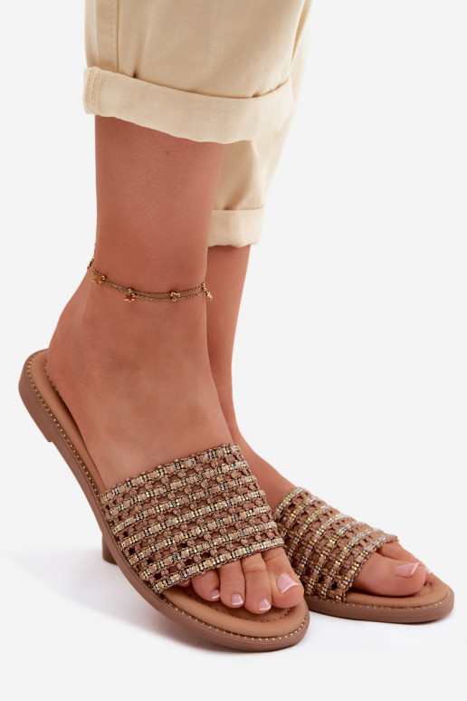 Plätud Pealiste korter säravate kristallidega pruunid värvi Fendi