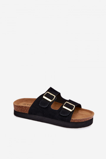 Mustad kunstsuede sussid platvormiga ja pandlitega Vinceza 102657 2