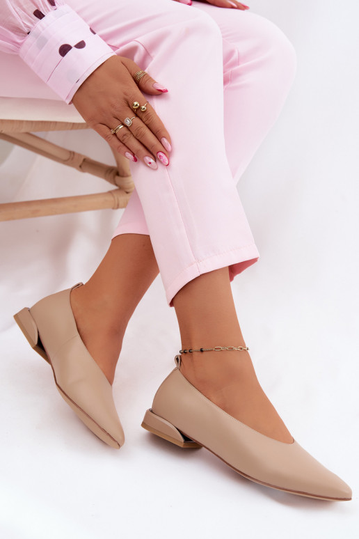 Baleriinad laiade nööridega beeži värvi Hoshi