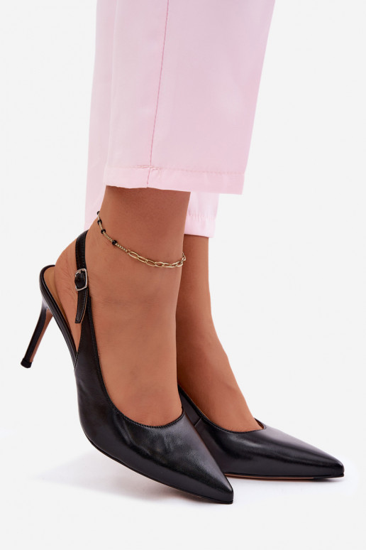 Pealistesandaalid kõrge jämeda kontsagaPealturalnej Skóry msuud Kandy