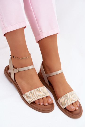 Pealistesandaalid laiade nööridega Kuldset värvi Lumina