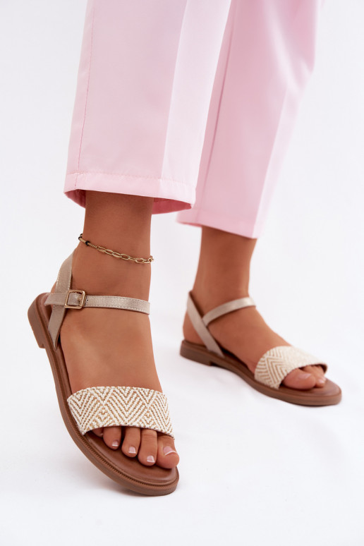 Pealistesandaalid laiade nööridega Kuldset värvi Lumina