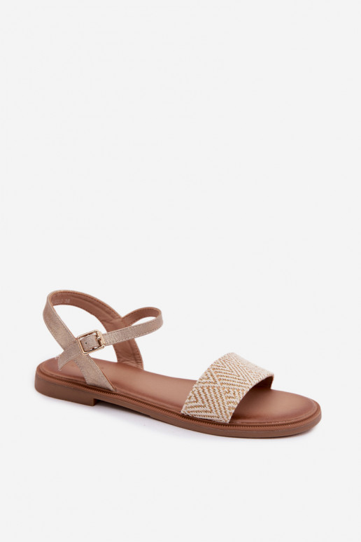 Pealistesandaalid laiade nööridega Kuldset värvi Lumina