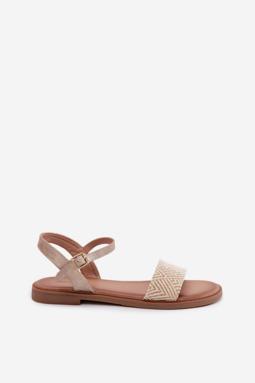 Pealistesandaalid laiade nööridega Kuldset värvi Lumina