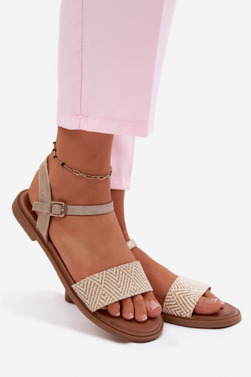 Pealistesandaalid laiade nööridega Kuldset värvi Lumina