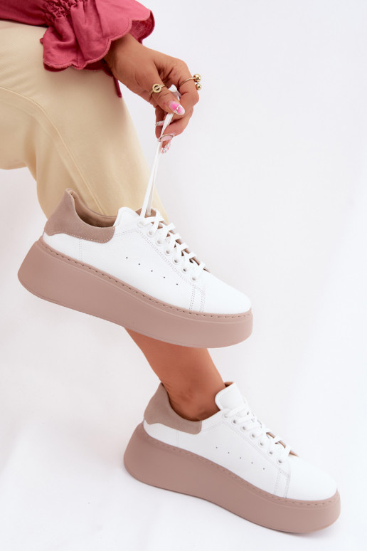 Pealhk Sneakers tüüpi jalanõud Pealiste omad platvormiga Zazoo N408S2 valget värvi