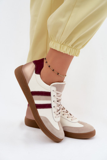 Nahkspordijalatsid Zazoo N1234S2 valge-burgundi
