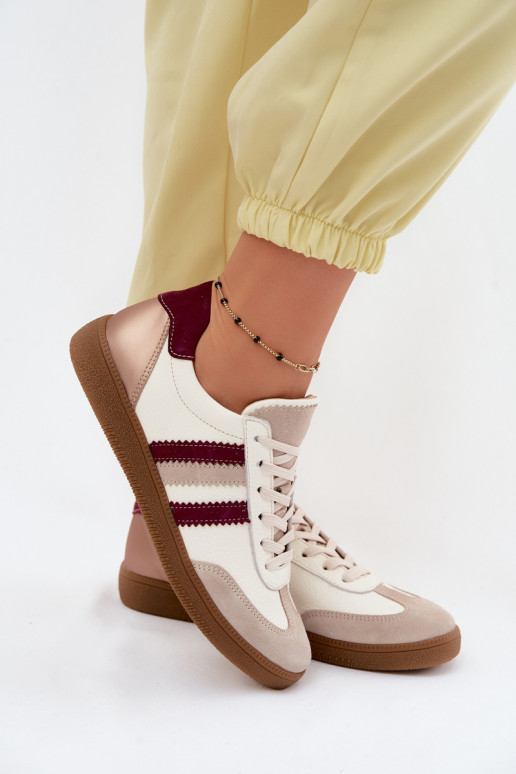 Nahkspordijalatsid Zazoo N1234S2 valge-burgundi
