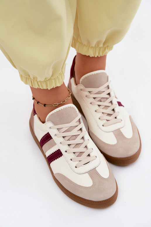 Nahkspordijalatsid Zazoo N1234S2 valge-burgundi