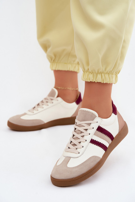 Nahkspordijalatsid Zazoo N1234S2 valge-burgundi