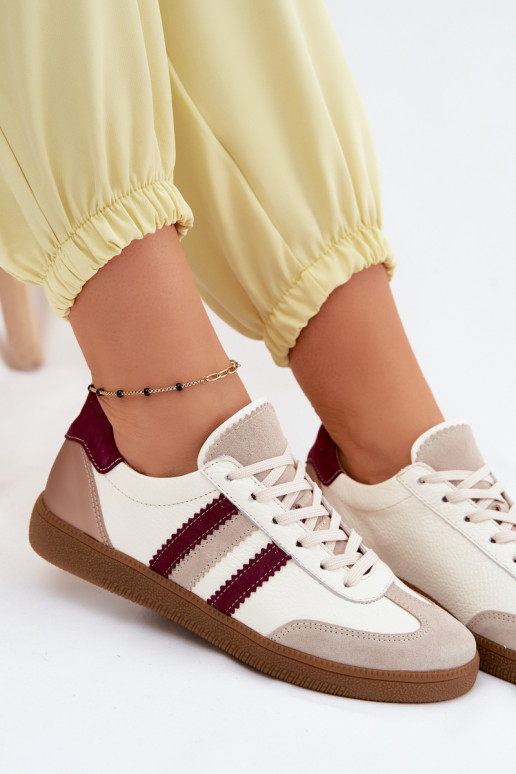 Nahkspordijalatsid Zazoo N1234S2 valge-burgundi