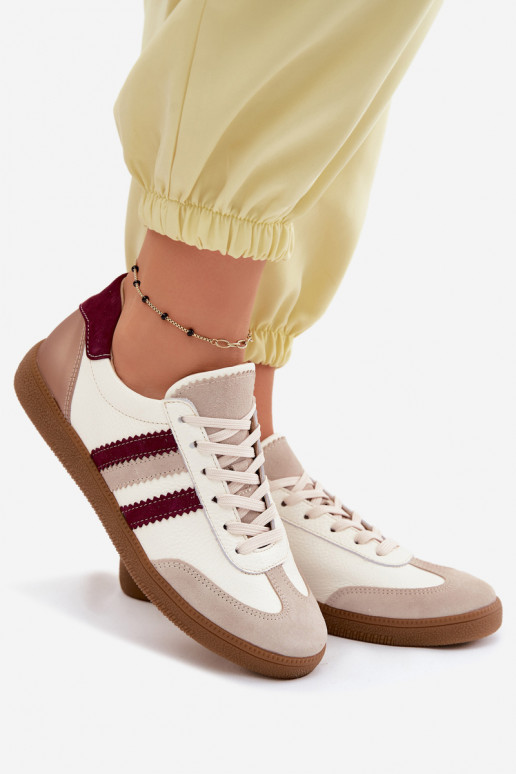 Nahkspordijalatsid Zazoo N1234S2 valge-burgundi