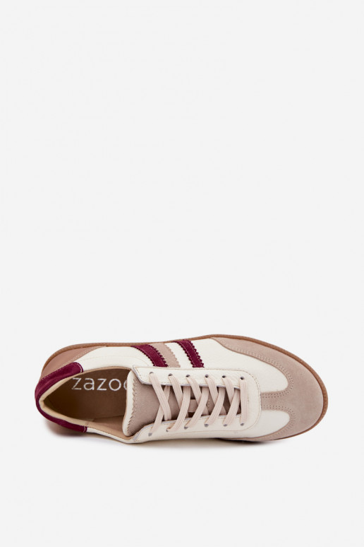 Nahkspordijalatsid Zazoo N1234S2 valge-burgundi