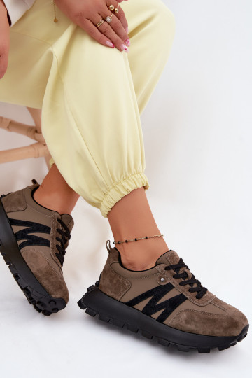Tehisnahast spordijalatsid platvormiga Vinceza 41520 khaki
