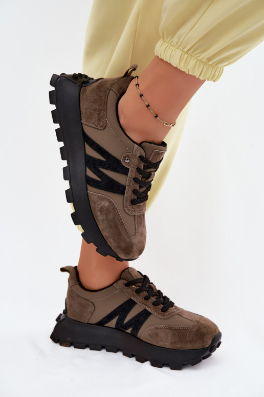 Tehisnahast spordijalatsid platvormiga Vinceza 41520 khaki