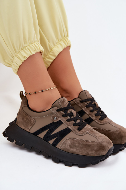 Pealhk seemisnakhsed Sneakers tüüpi jalanõud Pealiste omad platvormiga Vinceza 41520 khakivärvi